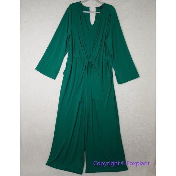 New! Eloquii Tie Front Knit‎ Jumpsuit green, plus size 20 - Picture 7 of 16